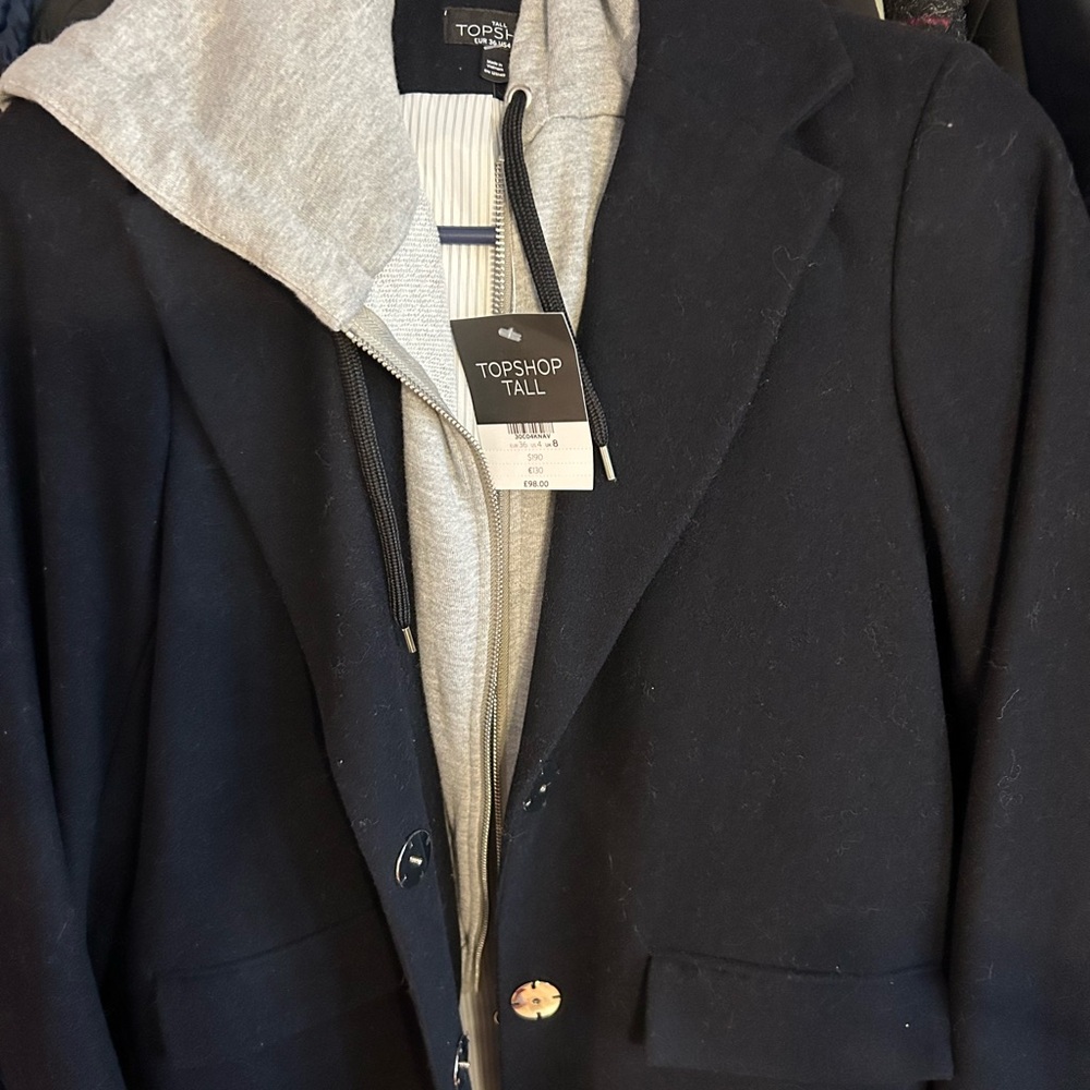 Topshop Tall Black and Gray Layered Jacket